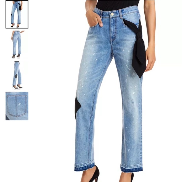 Hellessy, Jefferson Straight Paint Splatter Boyfriend Jeans in Size 2 Color Blue - Picture 1 of 9